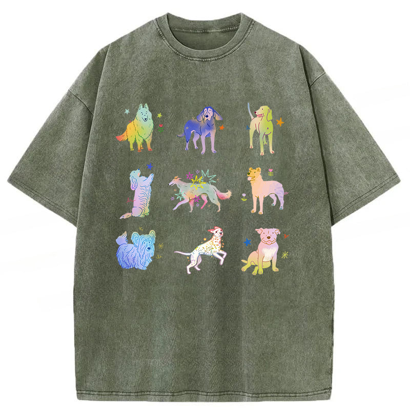 Cute Dogs Graphic Washed Unisex Tee
