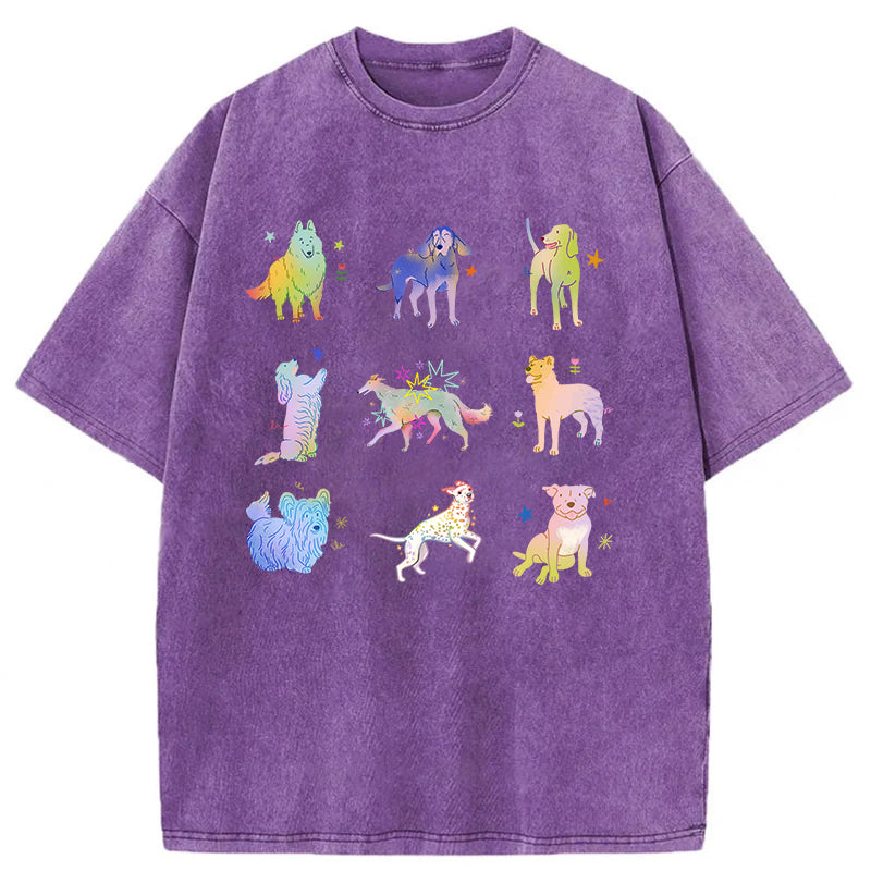 Cute Dogs Graphic Washed Unisex Tee